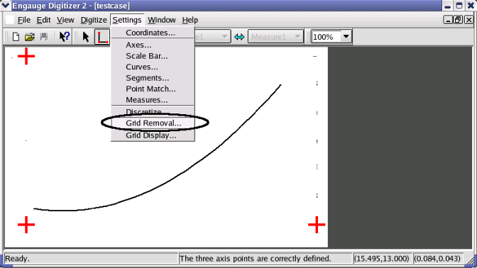 engauge digitizer change coordinate points