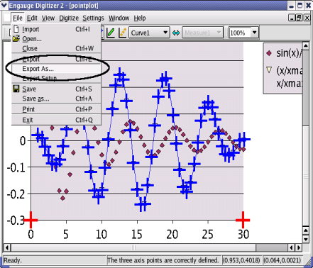 engauge digitizer curve point tool